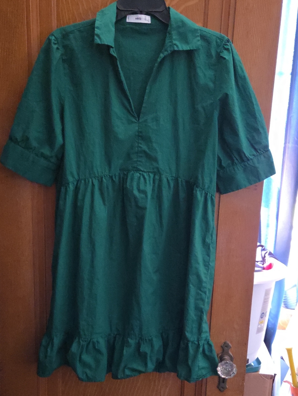 MNG Mini Shirt Dress in Green Size 8 Like New